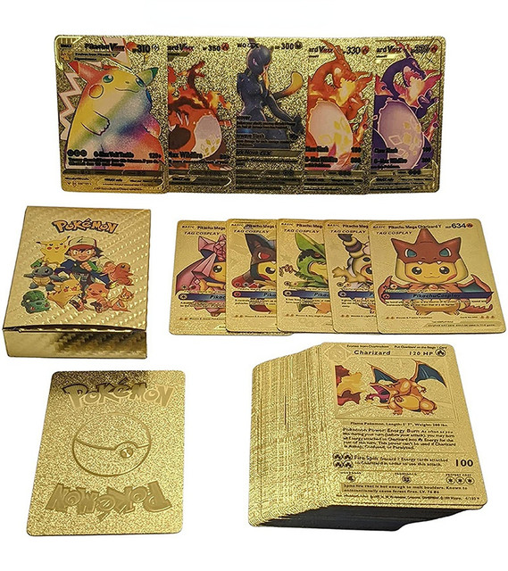 Pokemon Card 10-150pcs Pikachu English Spanish Game Collection Cartas  Pokemon español Vmax GX Metal Pokémon Cards Kids Toy Gift